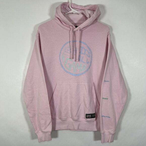 Nike NYC It’s All A Game Hoodie Sweatshirt Mens Size Small Pink Fleece EUC - Picture 1 of 14